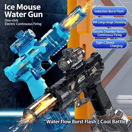 Electric Water Gun LED Lights Automatic Sensing Water Gun Children's Toys Summer Swimming Pool Outdoor Beach Toys Festival Gifts