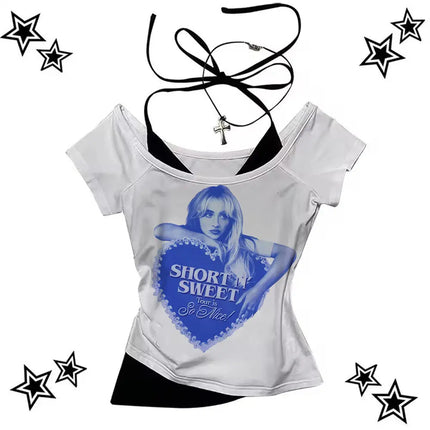 Sabrina Carpenter t-shirt girl korean clothes University graphic Gothic Trendy t-shirt Trendy Grunge Graphic Vintage Pop Culture