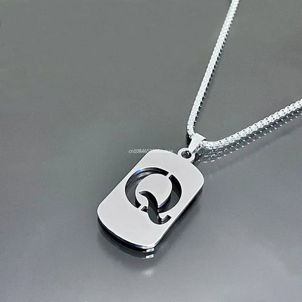 Fashion Punk A-Z Initial Tag Letter Stainless Steel Pendant Necklaces for Men Women Wholesale Jewelry Lot Collar Jewelry Goth