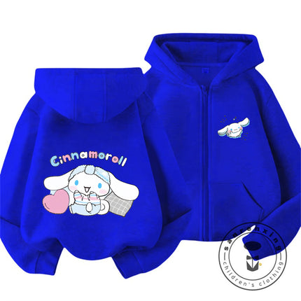 Boys Girls 2026 Autumn Winter Cinnamoroll Zipper Hoodie 3-14Y Cute Kawaii Street Cartoon Hot Fashion Outdoor Casual
