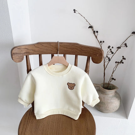 Children's Winter Round Neck 4 Color Korean Style Sweatshirt Children's Clothing Baby fleece-lined Boys and Girls Baby fleece-li