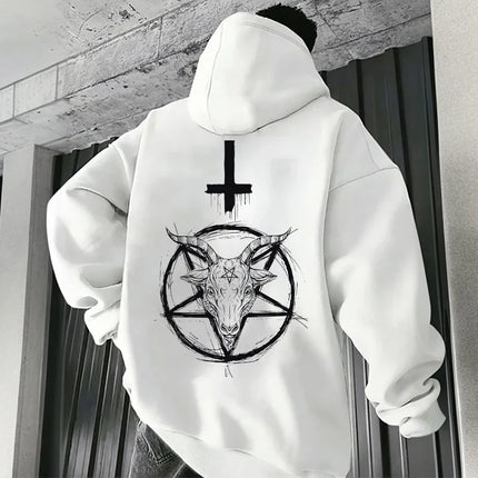 666 Symbol Male Autumn Winter Pullover Casual Top Tracksuit Demonic Print Men's Hoodies 2025 Streetwear Gothic Satan Sweatshirt
