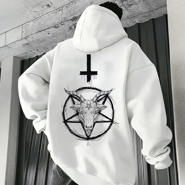 666 Symbol Male Autumn Winter Pullover Casual Top Tracksuit Demonic Print Men's Hoodies 2025 Streetwear Gothic Satan Sweatshirt