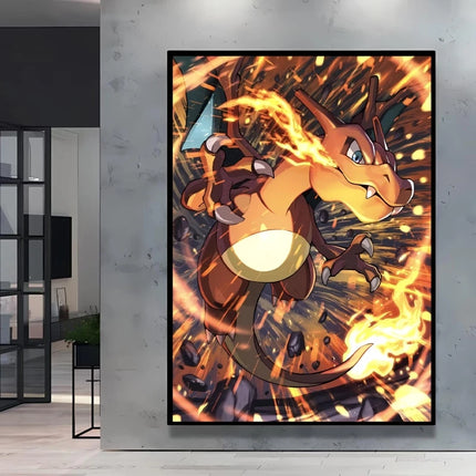 Japanese Anime Canvas Paintings Pokemon Pikachu Poster Cartoon Character Picture Bright and Clear Colors High Quality Home Decor