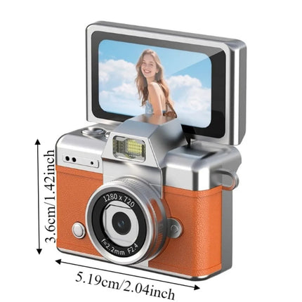 1.47 Inch Screen Thumb Keychain Camera 180° Flip Screen Neck Strap Design Retro CCD Mini Digital Camera Support Memory Card