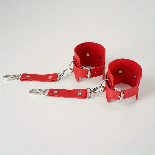 Women PU Leather Bracelet BDSM Bondage Erotic Handcuffs Buckle Adjustable Vintage Punk Fetish Clothing Restraints Kink Toy