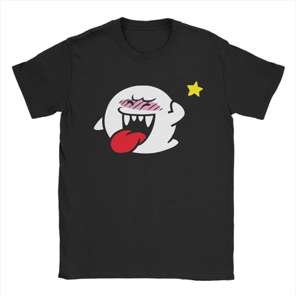 Super Mario Boo Graphic Print T-Shirt Casual Unisex Streetwear Top Soft Breathable Funny Printed Tee Short Sleeve Round Colla
