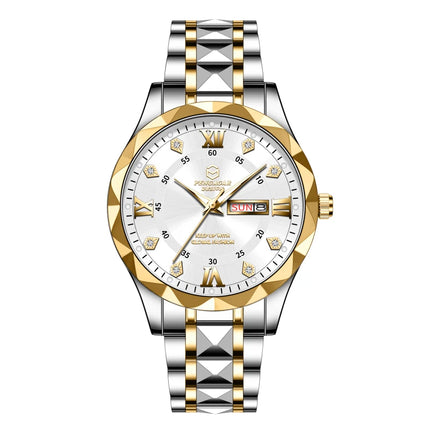 PAAZOMU Luxury Fashion Man Clock Top Business Waterproof Luminous Date Week Men's Watches Quartz Stainless Steel Men Wristwatc