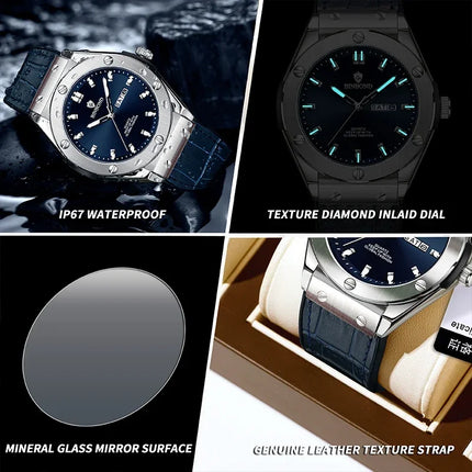 BINBOND Top Brand Business Classic Men's Watches Waterproof Date Week Luxurious Luminous Multifunction Fashion Male Quartz Watch