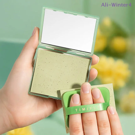 {Winter4} 100 Sheets/Box Oil-Absorbing Paper With Mirror & Puff Portable Oil-Holding Bamboo Charcoal Paper For Makeup