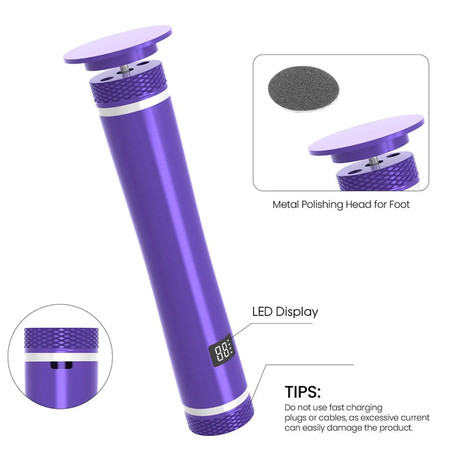 USB Rechargeable Electric Foot Callus Remover Professional callus remover with 60 pieces of replacement sandpaper tray