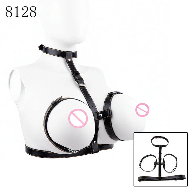 LICKER Erotic Bra With Nipple Clamp Bust Teating Chest Binder Body Harness Breast Bondage Belt Chest Bandage BDSM Slave Flirting