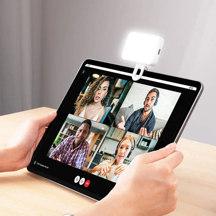 Mini Selfie Fill Light Rechargeable 3 Color Modes Adjustable Brightness Clip On Mobile Phones Computers Photography LED Lights