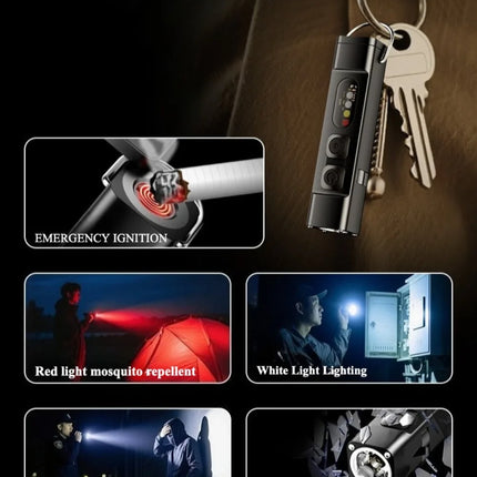 Mini Keychain LED Flashlight USB Rechargeable Waterproof Magnetic EDC Torch Pocket Light for Outdoor Camping Hiking Emergency