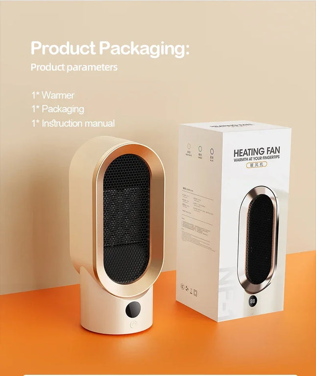 800W Portable Electric Heater Two-Speed Adjustable Temperature PTC Ceramic Heater for Winter Bedroom Office Dormitory Heating