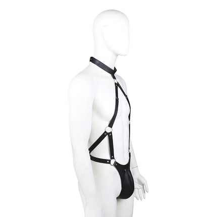 BDSM Men PU Leather Chest Harness Body Suit Bondage Slave Restraint Adult Sex Toy for Men Gay Fetish Role Play Gear
