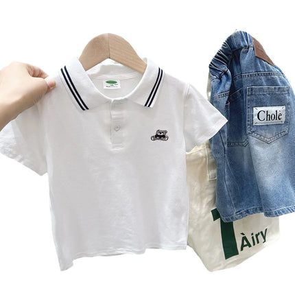 Boys' Polo Shirt Short Sleeve Children's Summer Dress Striped T-shirt 2025 Korean Edition Loose Half Sleeve Summer Top Trendy