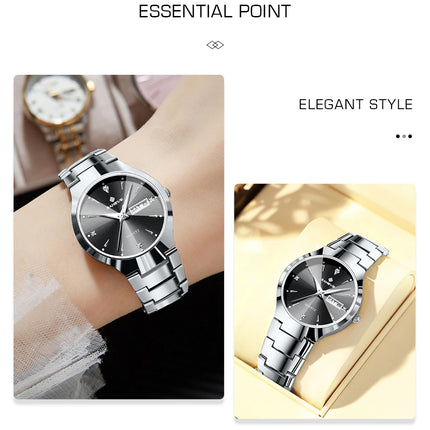 BANGWEI Luxury Business Men's Wristwatch Stainless Steel Waterproof Luminous Man Watch Date Week Fashion Quartz Watches For Men