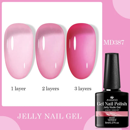 8ml Jelly Milky White Gel Nail Polish Translucent Pure Color UV Gel Polish Semi Permanent Soak Off Varnish Manicure Nail Art DIY