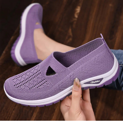 2025 New Mesh Women Vulcanized Shoes High Quality Women Sneakers Slip On Flats Shoes Women Loafers Plus Size 42 Walking Flat