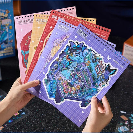 Kawaii 3D Cartoon Miniature Scene Stickers Book Collection Pocket House Stacking Stickers DIY Handmade Scrapbook Decoration