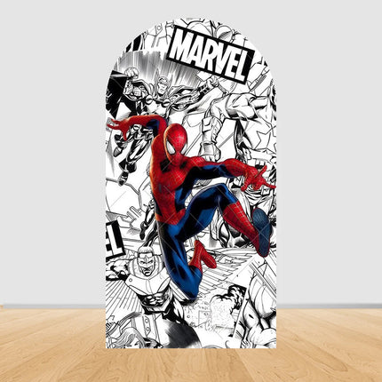 Spider Man Arch Backdrop Cover Web Pattern Design For Boys Birthday Party Superhero Theme Photo Booth Background Decor Prop