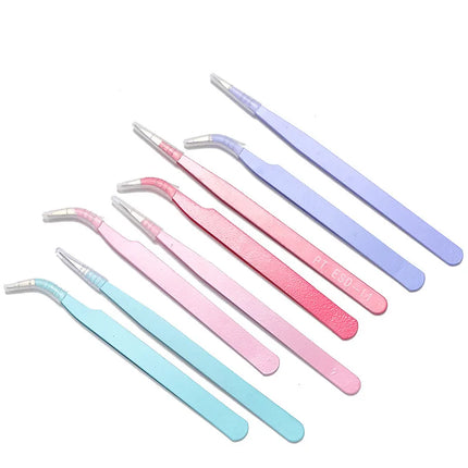 New 1Set Stainless Steel Straight Curved Tweezers For Nail Art Sticker Rhinestones Picking Tool Makeup Eyelash DIY Tweezer Tool