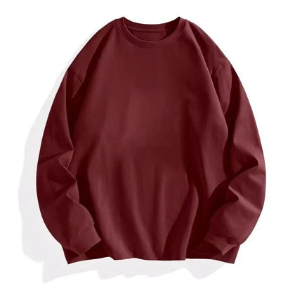 White Heavyweight 400g Pure Cotton Long Sve T-irt ex Loose Fit Basic Color Inner Wear Base Layer irt