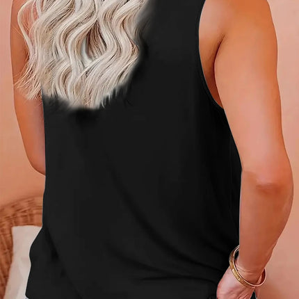 Raccoon & Moon Print Tank Top Casual Crew Neck Tank Top For Summer Women's Clothing