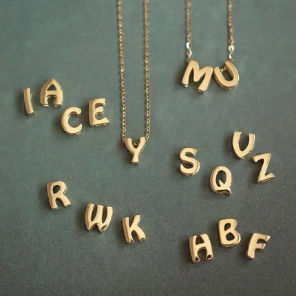 GOLDtutu 14K Solid Gold Letter Pendant for Women and Girls, 26 Tiny Initials, Name Necklaces Pendant, Best Birthday Gift, kj254