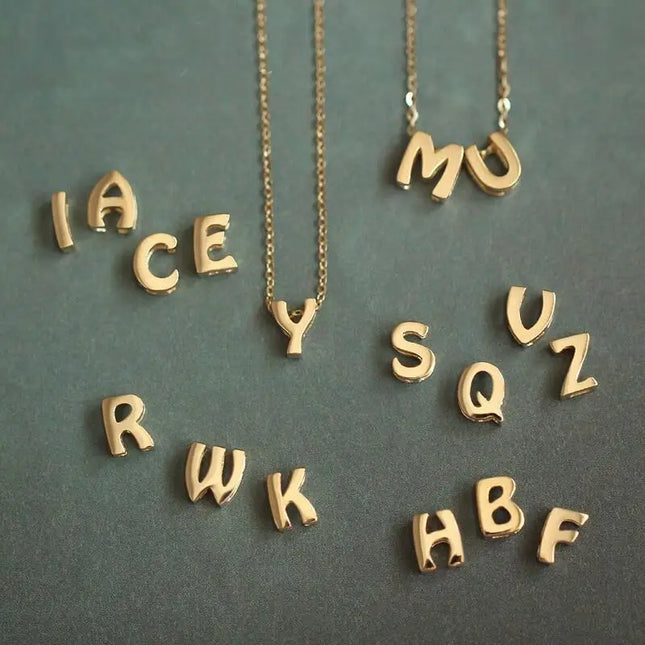 GOLDtutu 14K Solid Gold Letter Pendant for Women and Girls, 26 Tiny Initials, Name Necklaces Pendant, Best Birthday Gift, kj254