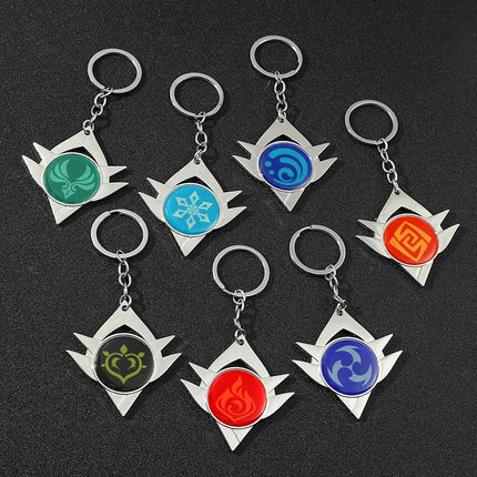 Anime Game Genshin Impact Vision Keychain Luminous 7 Element Weapons Eye Of Original God Toy Luminous Keyring Bag Pendant Gift