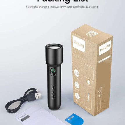 Philips NEW SFL1235 2-PCS EDC Portable Flashlight Rechargeable LED Flashlights for Defensa Personal Self Defense Camping Hiking