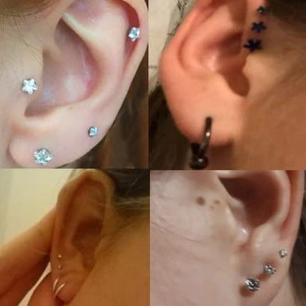1PC Steel Inernally Thread Labret Stud Rings Piercing Star Heart Shape Ear Cartilage Tragus Orelha Stud Helix Piercing Jewelry
