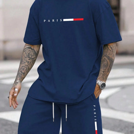 Men's Tracksuit 2 Piece O-neck Short Sleeve Shirt Shorts Set Men's Running Suit Plus Size T shirts Man Clothing Summer T-shirt