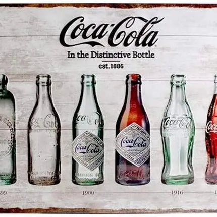 Nostalgic-Art Retro Tin Sign – – Bottle Timeline – Gift idea for Coke Fans, Metal Plaque, 30 x 40 cm