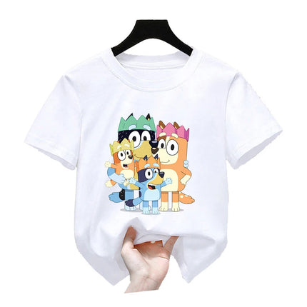 Bluey Girls T-shirt Kids' Clothing Summer Printed Cartoon Tees Short Sleeve Kids' Cotton Outfits Tops
