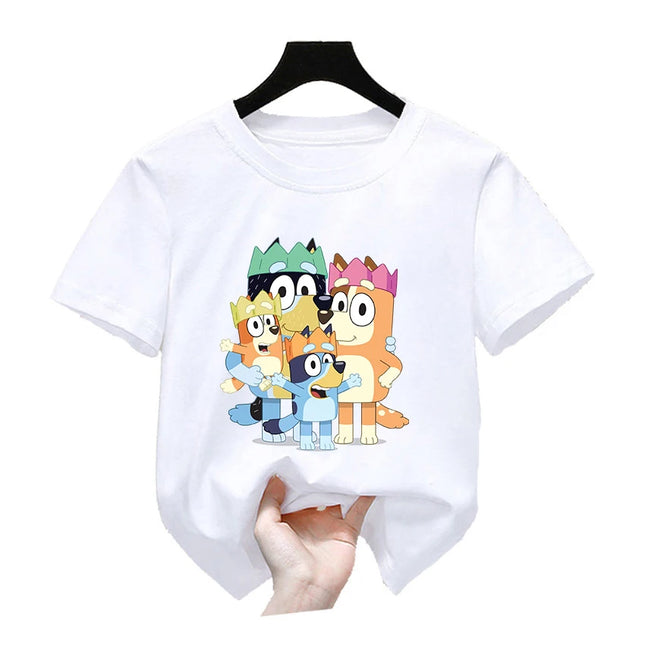 Bluey Girls T-shirt Kids' Clothing Summer Printed Cartoon Tees Short Sleeve Kids' Cotton Outfits Tops