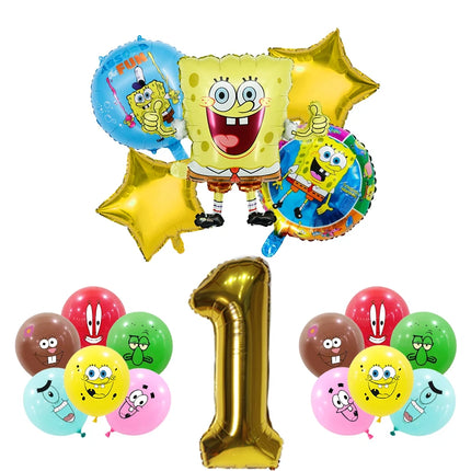 SpongeBob Birthday Party Decoration Aluminum Foil Balloon For Kid Event Supplies Disposable Tableware Banner Backdrop Gift