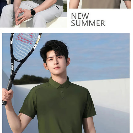 2025 New High End Polo Top for Men Short Sleeve Seamless Glue Pressing Sports Polo Shirt Work Uniform