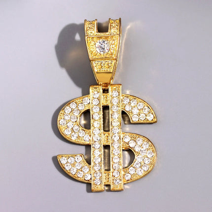Hip hop Men Iced Out Cuban Link Chain Necklace for Men withPanda Tiger Shark Lip Heart Dollar Pendant Wholesale Jewelry Gifts