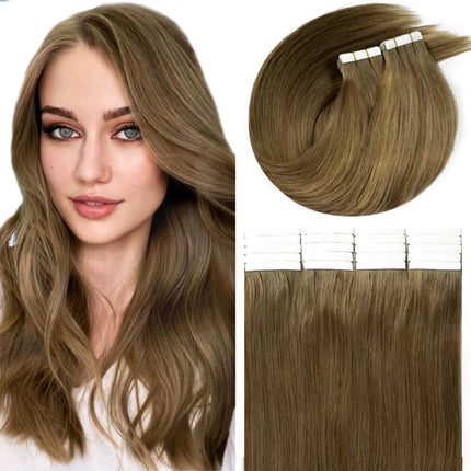 Tape In 100% Real Remy Human Hair Brazilian Human Hair Straight Extensions Skin Weft Adhesive Glue On Salon Quality for Woman