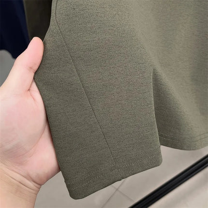 Luxury Brand Men's Long-Sleeved T-Shirt Mock Neck Half-Zip Letter Embroidery Personality Retro Spring Tops Trend Hot Men's Clothing
