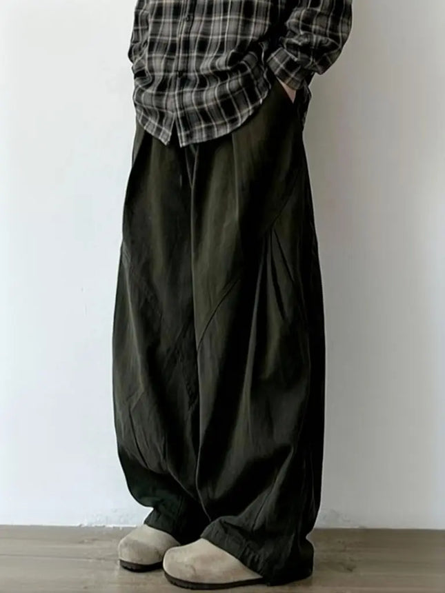 Harajuku Pants Man Baggy Pants Wide Leg Sweatpants Vintage Casual Straight Trousers Streetwear Cotton Japanese Summer