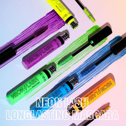 Fluorescence Mascara Waterproof No Blooming Fast Dry Colorful Neon Eyelashes Curling Yellow Blue Lengthens Eye Lashes Cosmetics