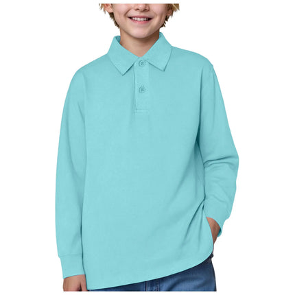 Kids Boys Girls POLO Shirts Children Clothing Sports Streetwear Child Solid Color Lapel Long Sleeve T Shirt School Wear 2-18Y