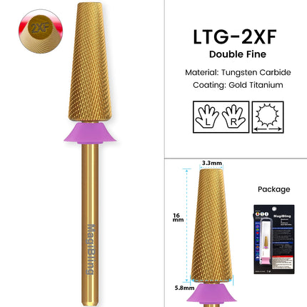 MagiBling Carbide Nail Drill Bits Cross Cut Tapered Barrel Right Left Hand Acrylic Cutter Gel Removal Manicure Tool 3/32'' 16mm