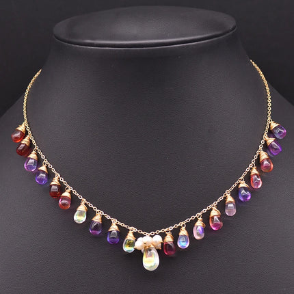 Natural Freshwater Pearl Coloured Pendant Necklace Women American Vintage Style Luxe  Fine Jewellery Customizable Gift For Wife