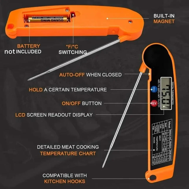 Digital Kitchen Food Meat Thermometer Digital Instant Read With High Accuracy Waterproof & Backlit For Grill BBQ Oven Kitchen