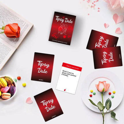 50 pcs Tipsy Date Drinking Card Game for Couple Dates, Friends Gatherings, Valentine's Day gift